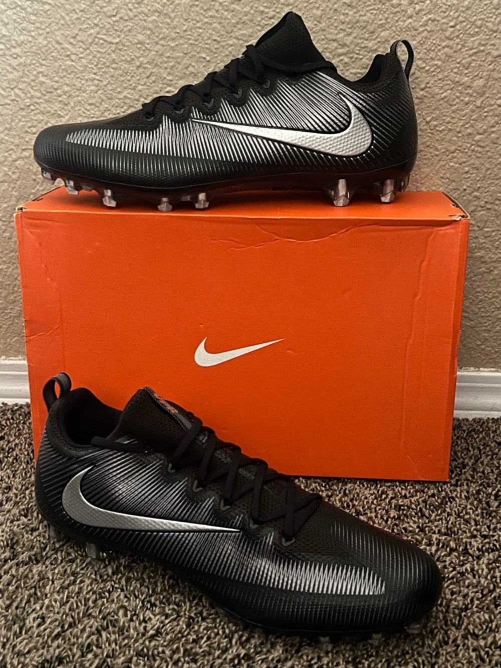 Nike Vapor Untouchable Pro Black Metallic Gray Color Cleats Men’s Size 16